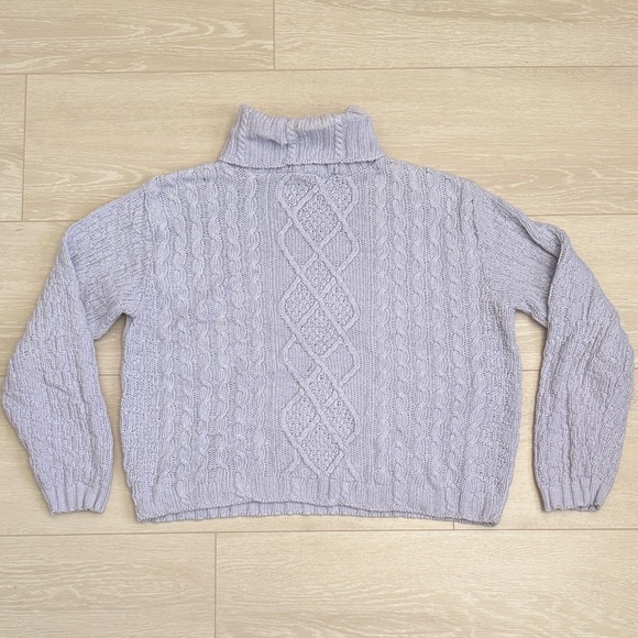 Vintage Cozy Cable Knit Turtleneck Sweater in Light Purple - Picture 1 of 5
